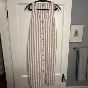 Old Navy Beige and White Striped Dress